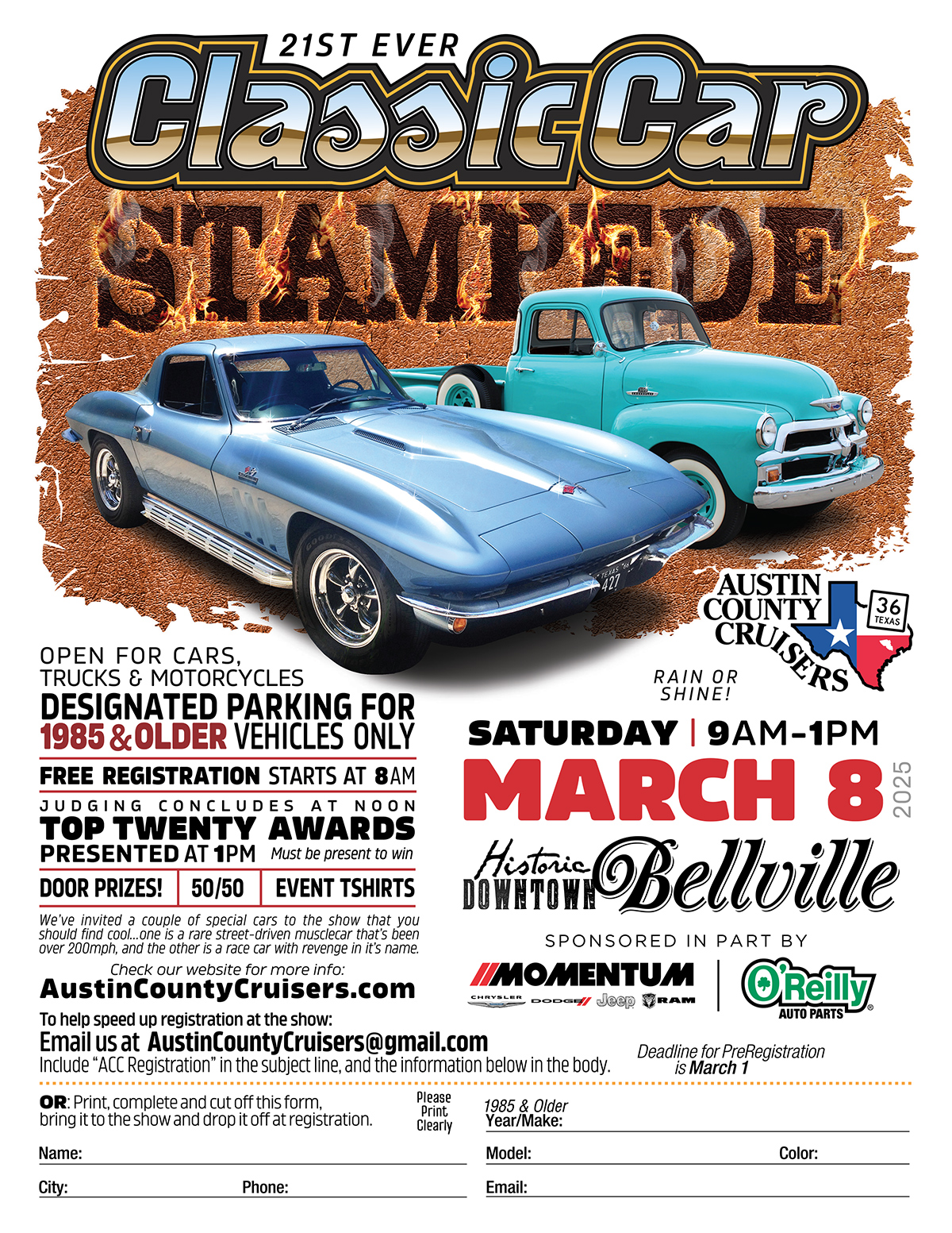 Austin County Cruisers Classic Car Stampede March 8, 2025
