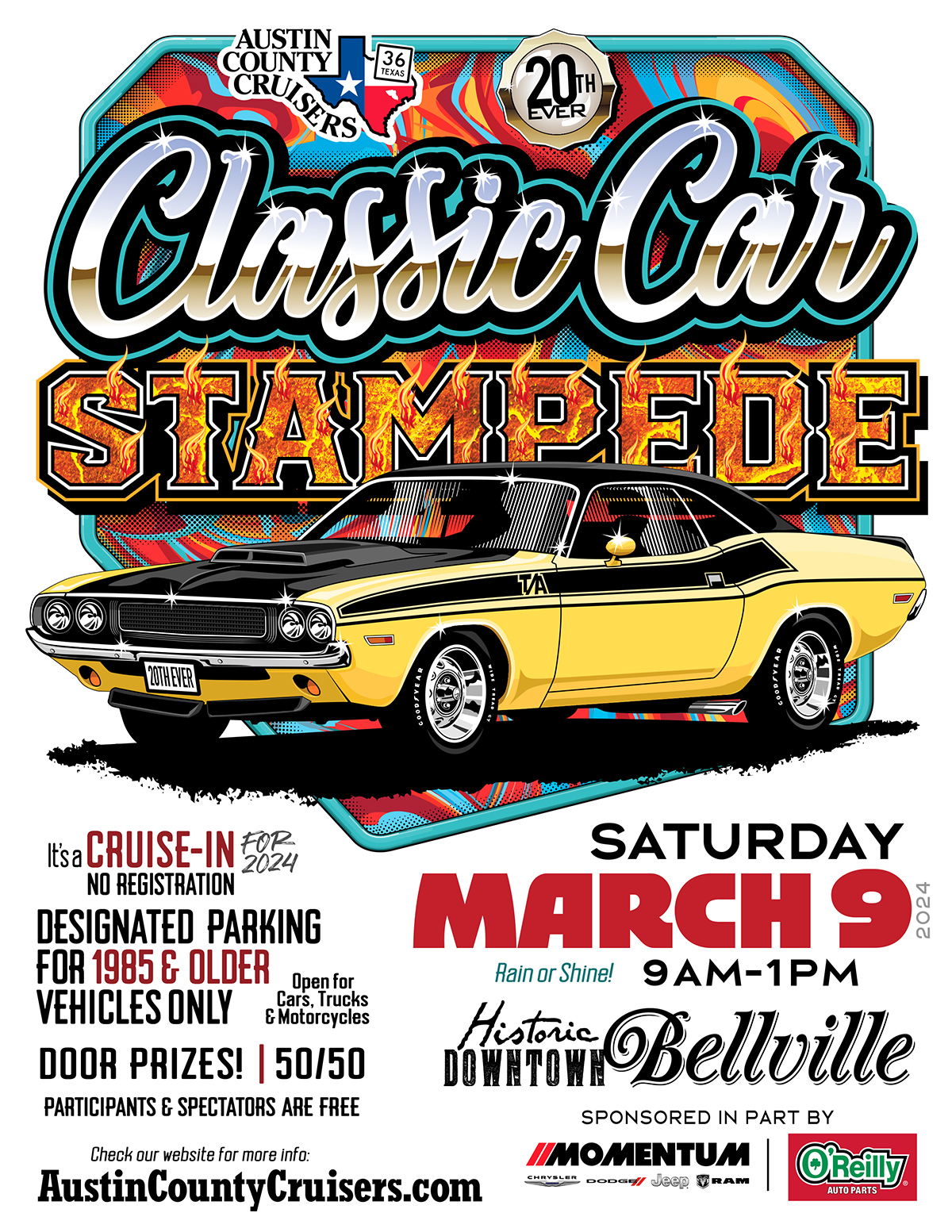 Austin County Cruisers Classic Car Stampede March 9 2024 Bellville Texas